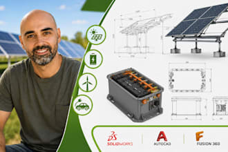 create solar panel technical drawing, battery enclosure cad, solidworks, autocad