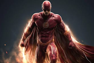 create retro superhero characters and comic art