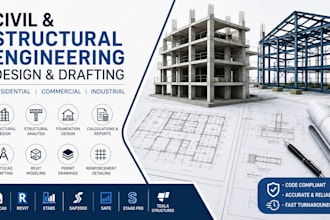 civil and structural engineering design, structural analysis, autocad drafting