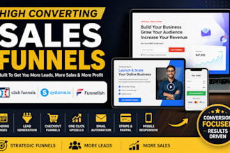 build converting sales funnel in systeme io, funnelish, clickfunnel landing page