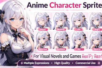 draw professional anime character sprites for your visual novel