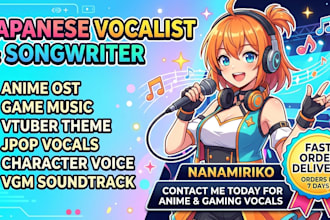 be your anime ost vocalist and japanese jpop songwriter for game music vtuber