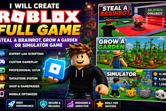 do roblox full game creation, steal a brainrot, grow a garden, or simulator game