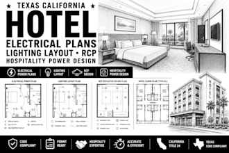 design texas california hotel lighting layouts rcp and electrical plans set