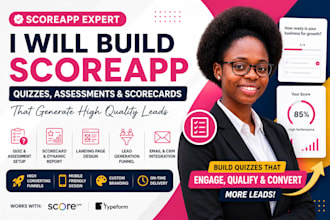build scoreapp quiz funnel, assessment, scorecard and landing page