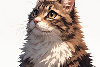 draw a custom portrait illustration of your pet, cat, dog
