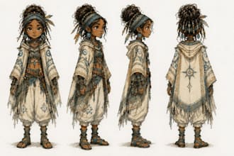 draw expressive character expression sheet for fantasy and animation