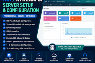 setup and configure admin xui server, xtream ui, epg confi, cdn, automation