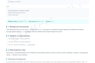 draft data sharing and processing agreements