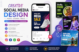 design modern instagram post, story and reel cover