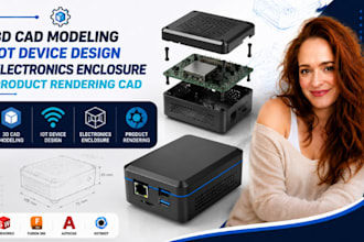 3d cad modeling, iot device design, electronics enclosure, product rendering cad
