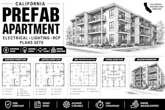 create california prefab apartment electrical lighting and rcp plans sets