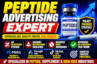 setup google ads facebook and instagram ads tiktok ads for peptide marketing