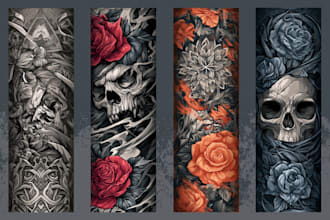draw custom dark realism and tattoo sleeve designs