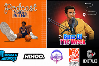 design a unique cartoon podcast cover art