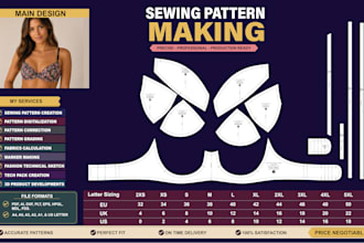 draft swimwear patterns, bikini sewing patterns and tech packs