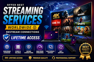 offer best streaming services, worldwide restream connections, lifetime access