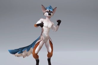 custom furry vrchat avatar with full body tracking sfw fursona unity 3d model