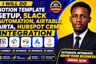create notion crm template setup slack automation  hubspot zippier integration