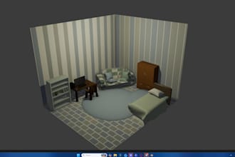 create low poly characters rooms and furniture