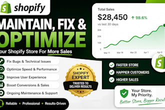 maintain your shopify store, fix bugs, optimize performance and boost sales