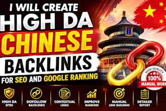 create high da chinese backlinks for SEO google rankings
