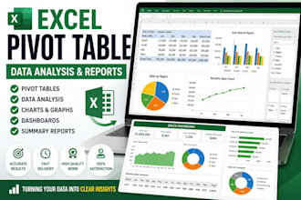 create excel pivot table, reports and data analysis