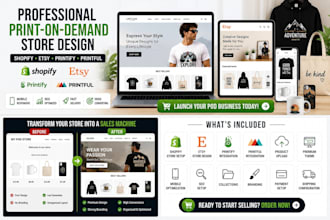 create print on demand store, etsy shop, printify and printful shop pod