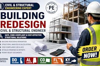prepare civil and structural engineer for building redesign in do al, co, fl, ky