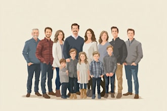 design a modern minimalist faceless family portrait