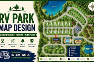 design custom rv park maps, campground maps, site plans, and vector maps