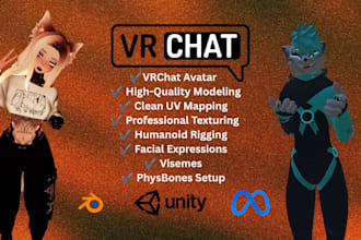 model, fix, edit vrchat furry avatar 3d anime model vrc character vroid 3d model