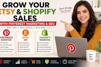 optimized etsy shop seo or boost shopify sales with pinterest marketing board