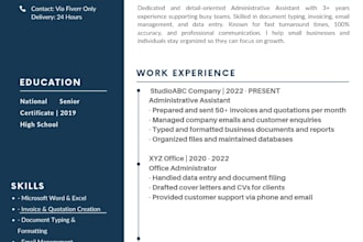 write a professional CV and resume for job applications