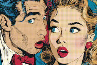 do vintage illustrations in a retro comic book style