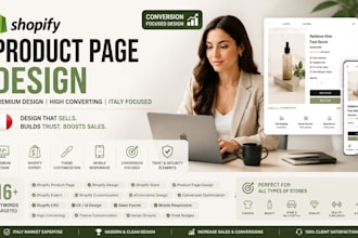 design italian shopify product page, premium store, cro and UX
