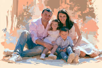 create a nostalgic pixel art family portrait