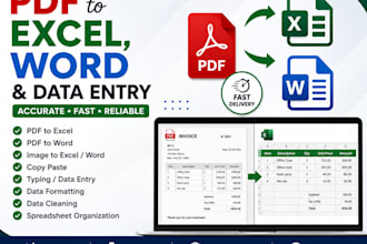 pdf to excel, word and data entry