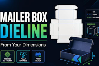 create custom mailer box dieline from dimensions, subscription box template