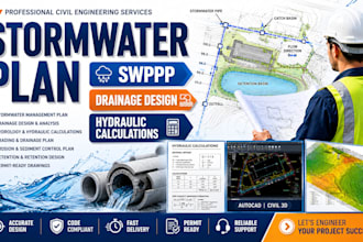 create stormwater plan, swppp, drainage plan and hydraulic calculations