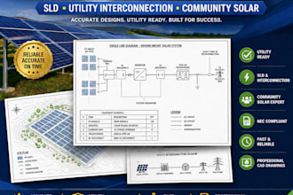 design ground mount solar sld, utility interconnection community solar