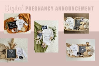 design a digital custom pregnancy announcement for social media and print