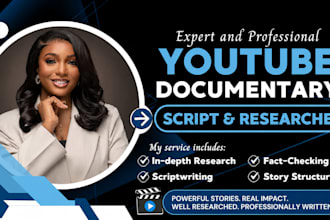 professionally write a youtube video script and video scriptwriter screenplay
