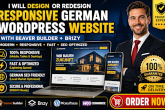 design, redesign responsive german wordpress website with beaver builder, brizy