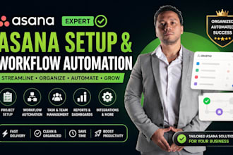 setup asana project management, workflow automation and task