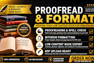 proofread and format your low content book for amazon kdp