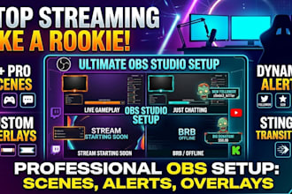 create a professional obs studio streaming setup with scenes alerts and overlays