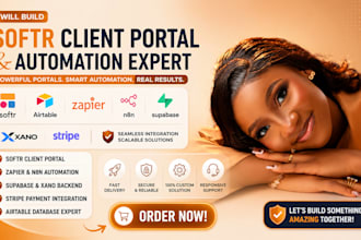 softr client portal zapier n8n supabase xano stripe airtable  softr automation