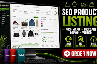 do SEO product listings and cross listing on poshmark mercari depop and vinted
