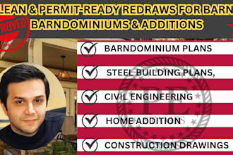 redraw barndominium plans, pole barns and metal building, home addition drawings